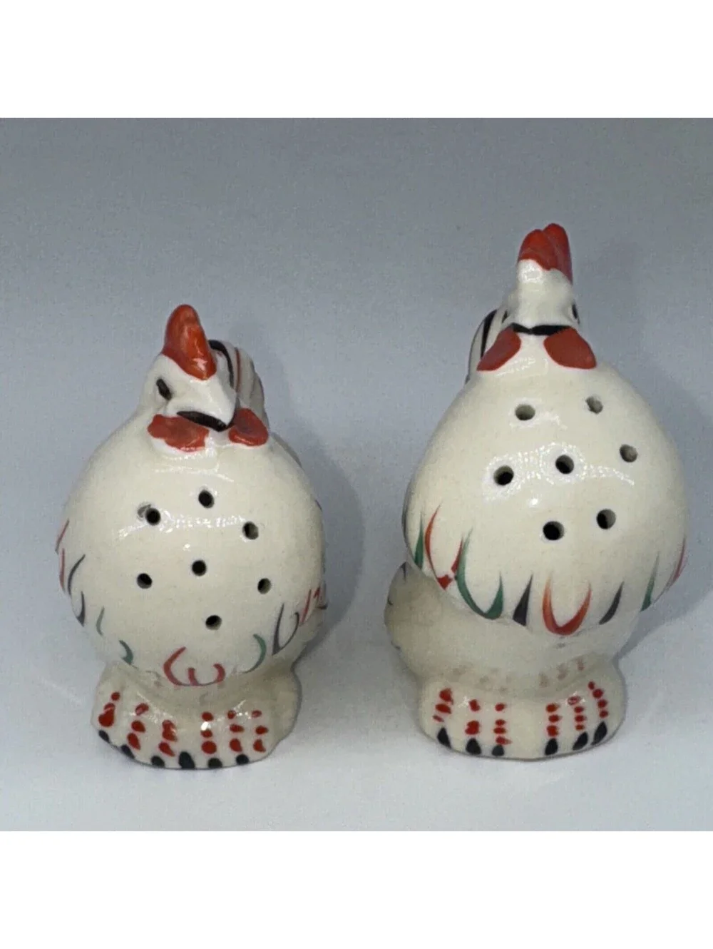 Vintage Rooster Hen Chicken Salt And Pepper Shakers Ceramic MADEIN SLOVAKIA USSR